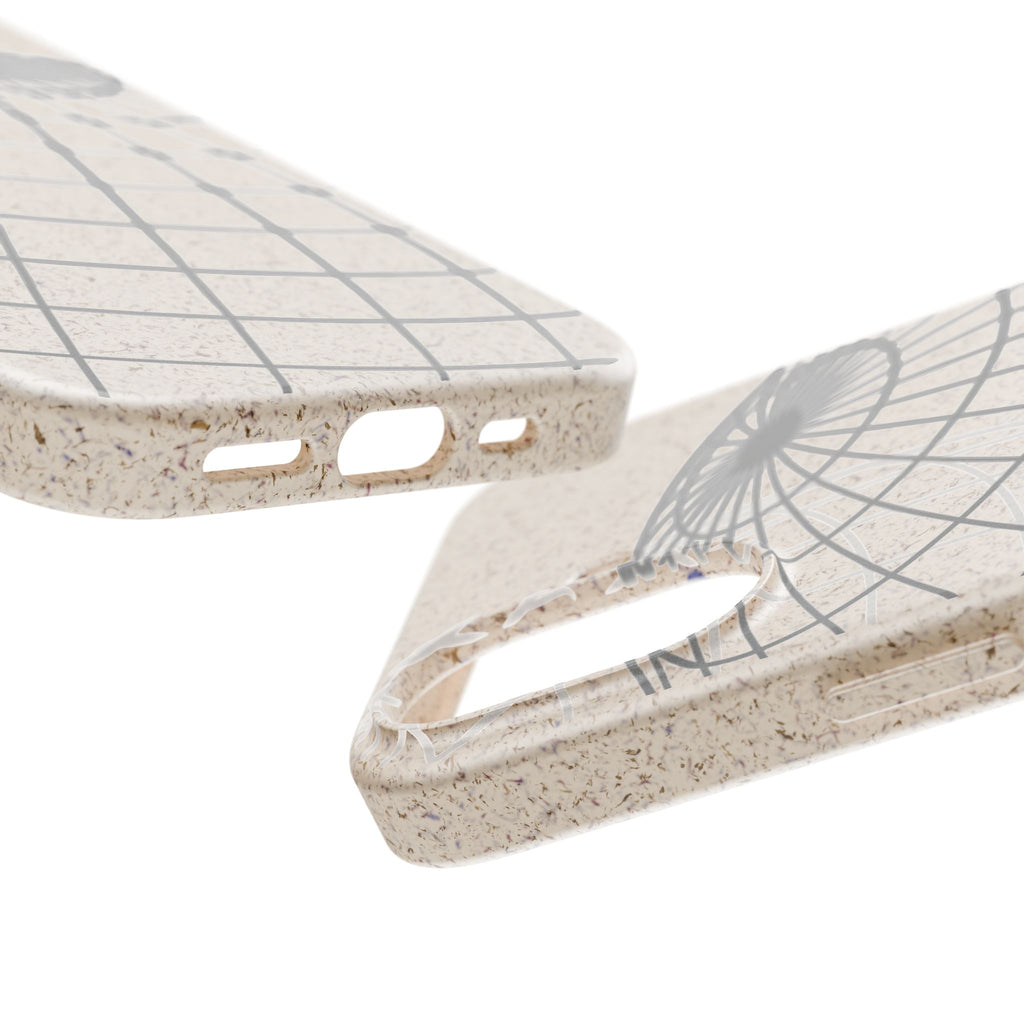 Biodegradable Phone Case — Minimal Globe Grid Eco-Friendly iPhone Cover