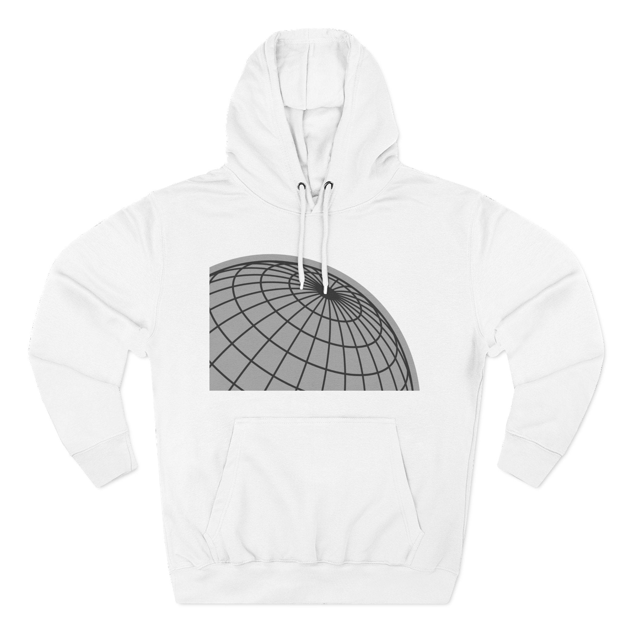 Geometric Globe Hoodie — Monochrome 3-Panel Fleece Pullover