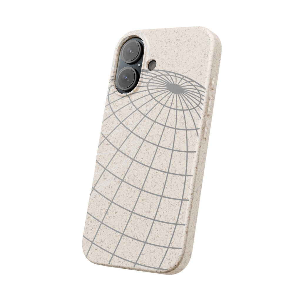 Biodegradable Phone Case — Minimal Globe Grid Eco-Friendly iPhone Cover
