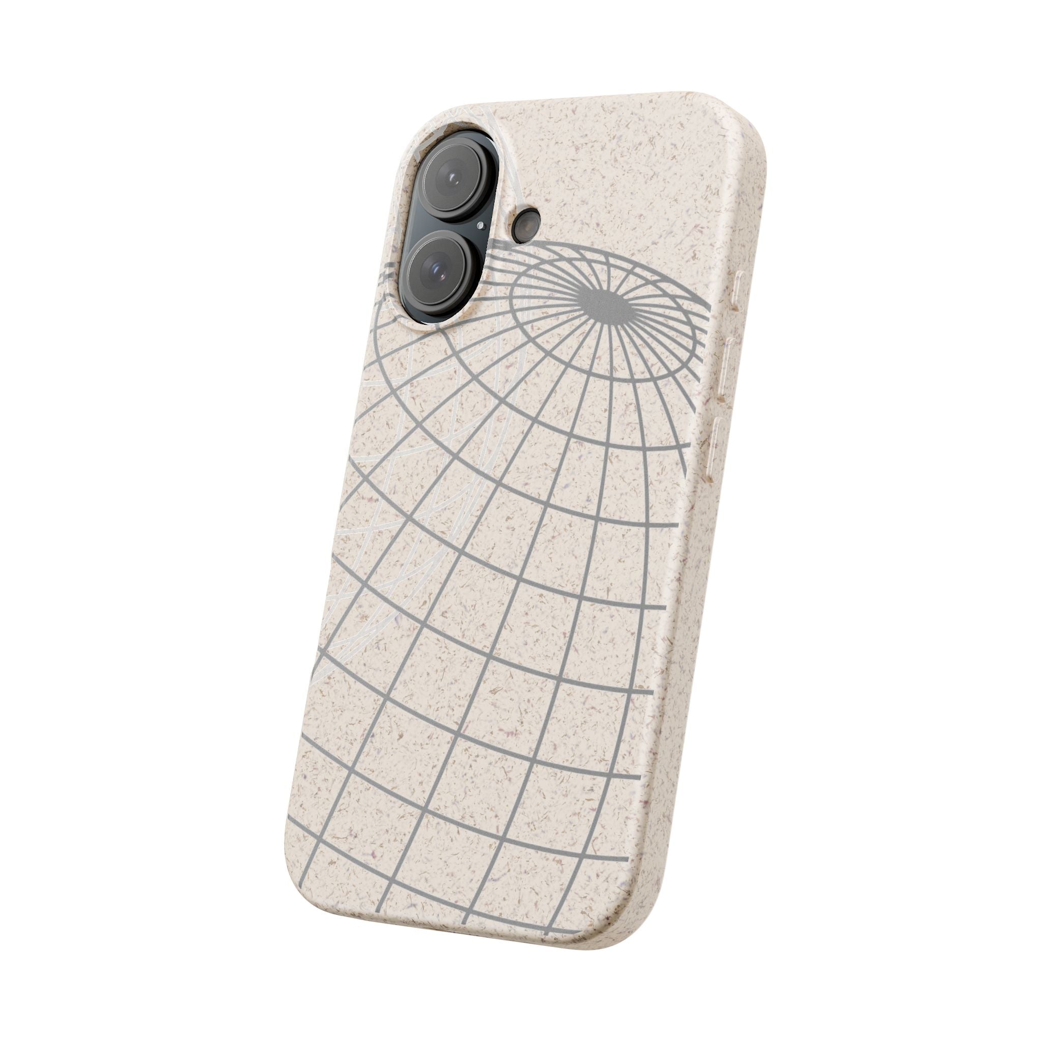 Biodegradable Phone Case — Minimal Globe Grid Eco-Friendly iPhone Cover