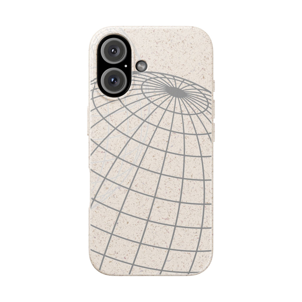 Biodegradable Phone Case — Minimal Globe Grid Eco-Friendly iPhone Cover