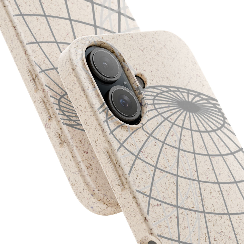 Biodegradable Phone Case — Minimal Globe Grid Eco-Friendly iPhone Cover